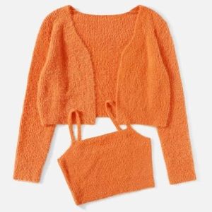 Two piece Crop orange Sweater Set